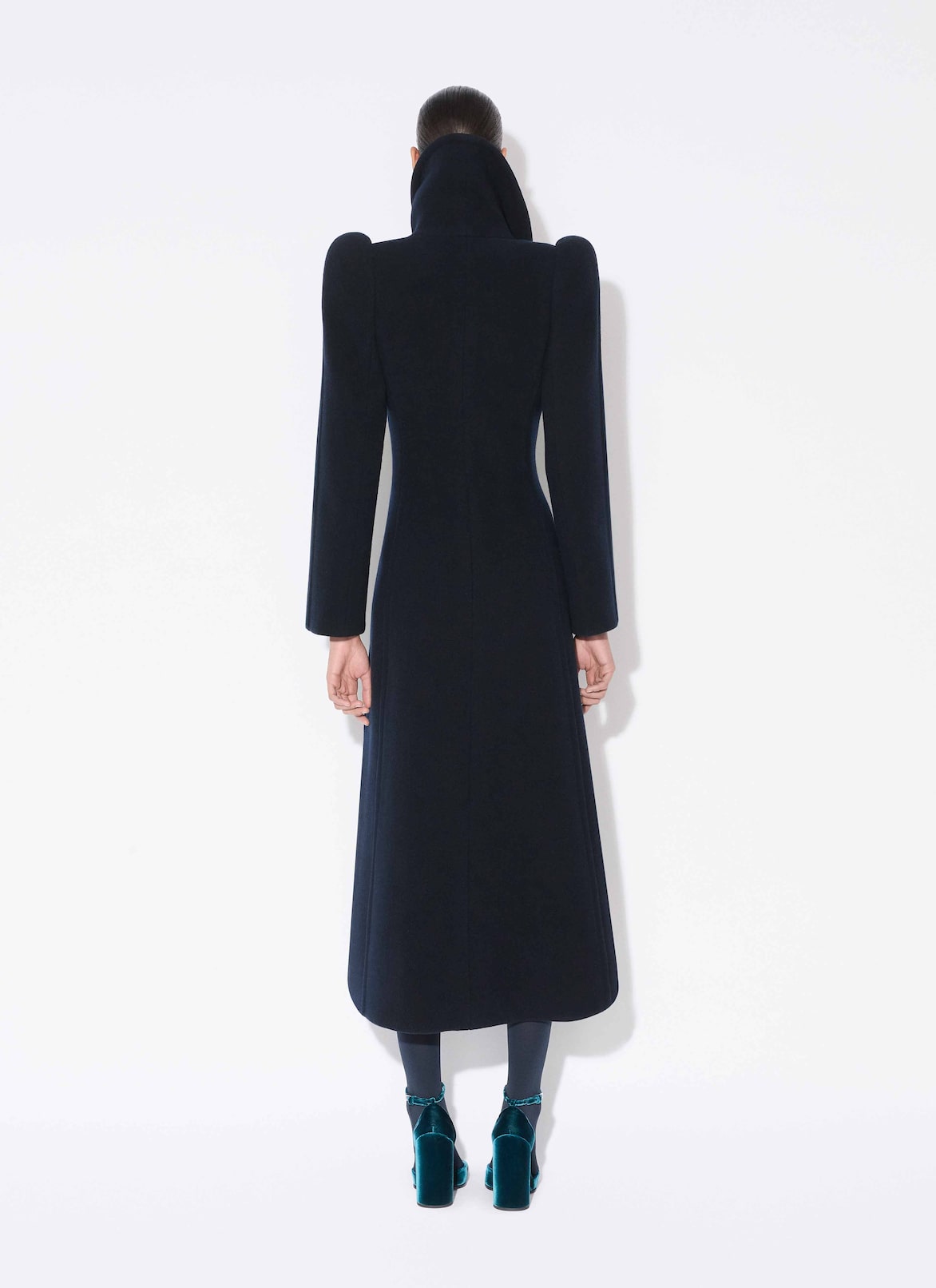WOOL CURVED COAT ALAÏA MIDNIGHT WOOL CURVED COAT